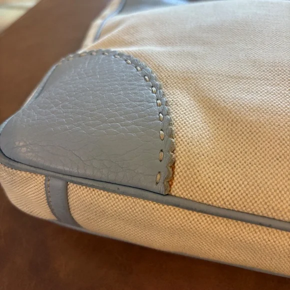 Prada Selleria Canvas Leather Tote linen and pastel Blue - Picture 6 of 9